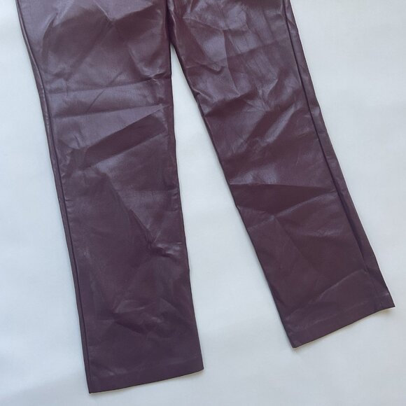 Guess Women’s Kelly Faux Leather Jeans Straight Fit In Burgundy’s Size 27 - Picture 8 of 11